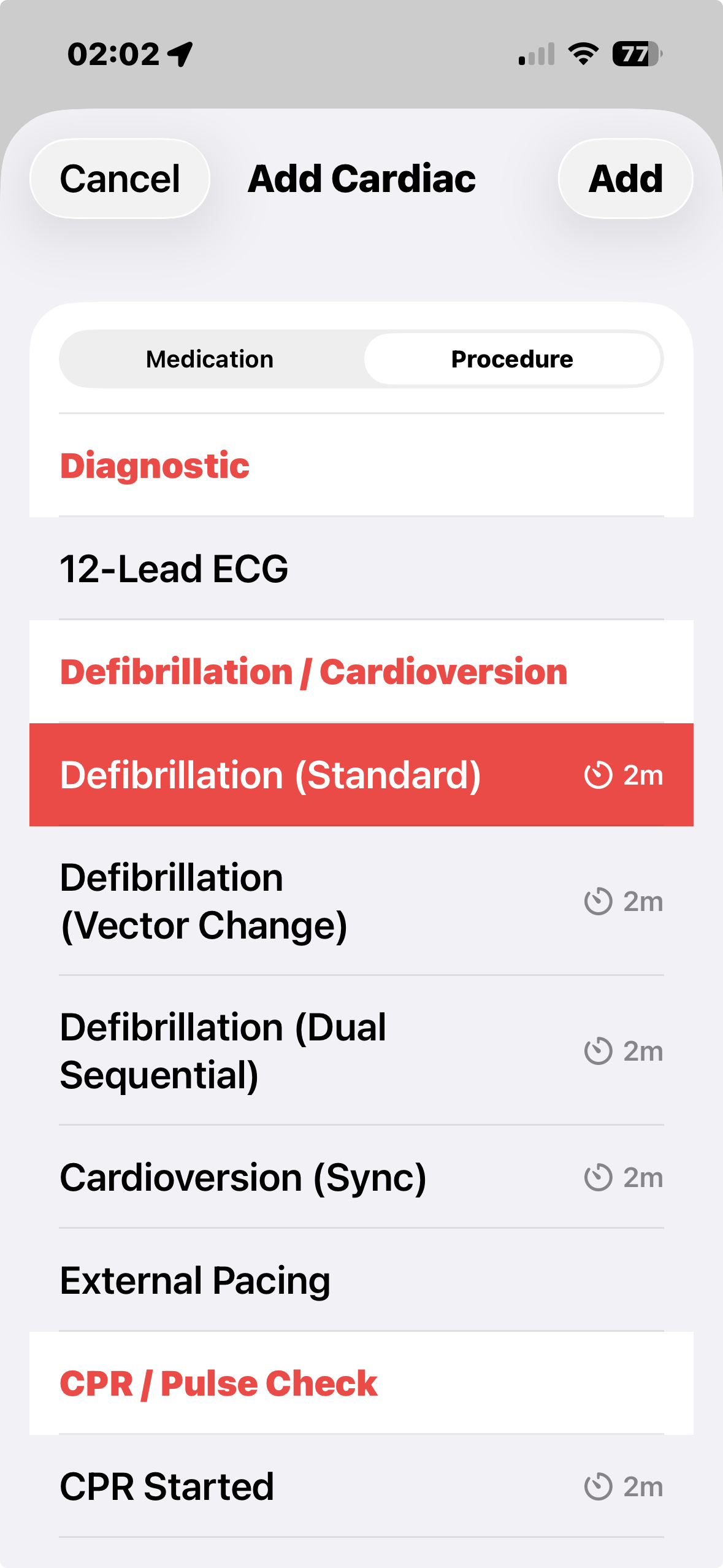 Cardiac procedure picker