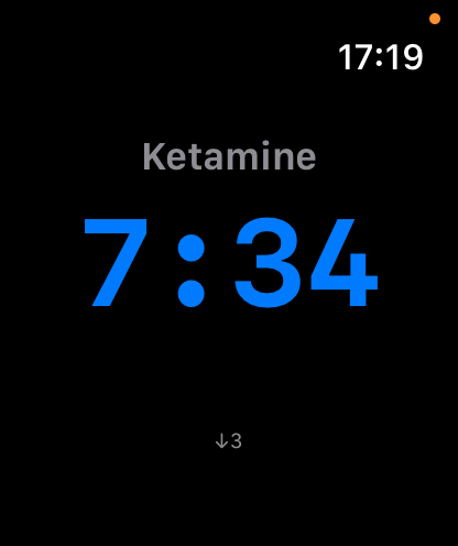 Ketamine 7:34 — active timer, farthest above home